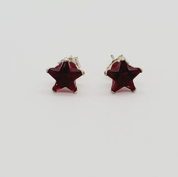 New Ruby Red Star CZ Sterling Silver - Picture 2 of 6